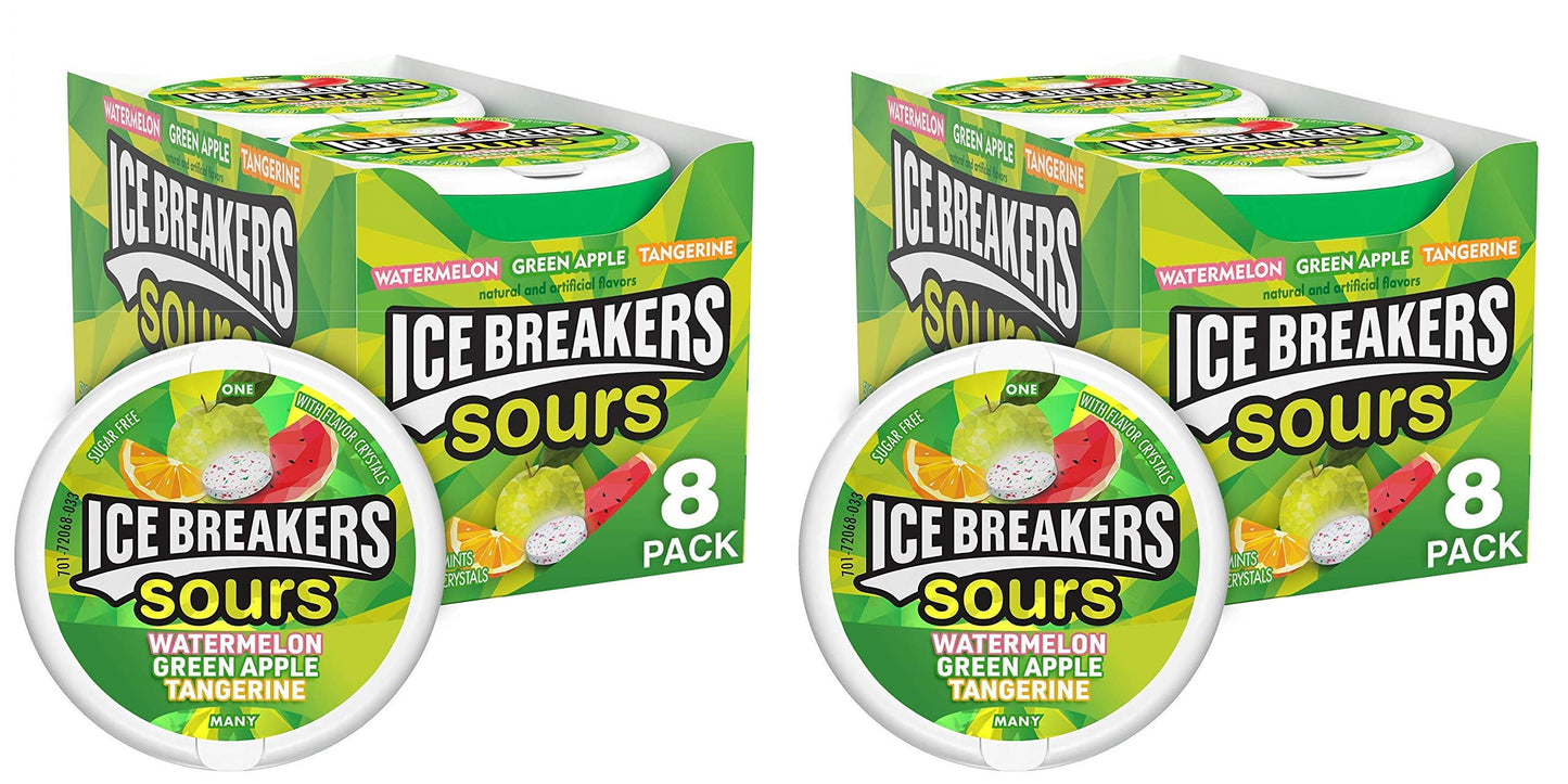 Ice Breakers Sours ( Green Apple, Tangerine, Watermelon), 1.5-Ounce Canisters (Pack of 16)
