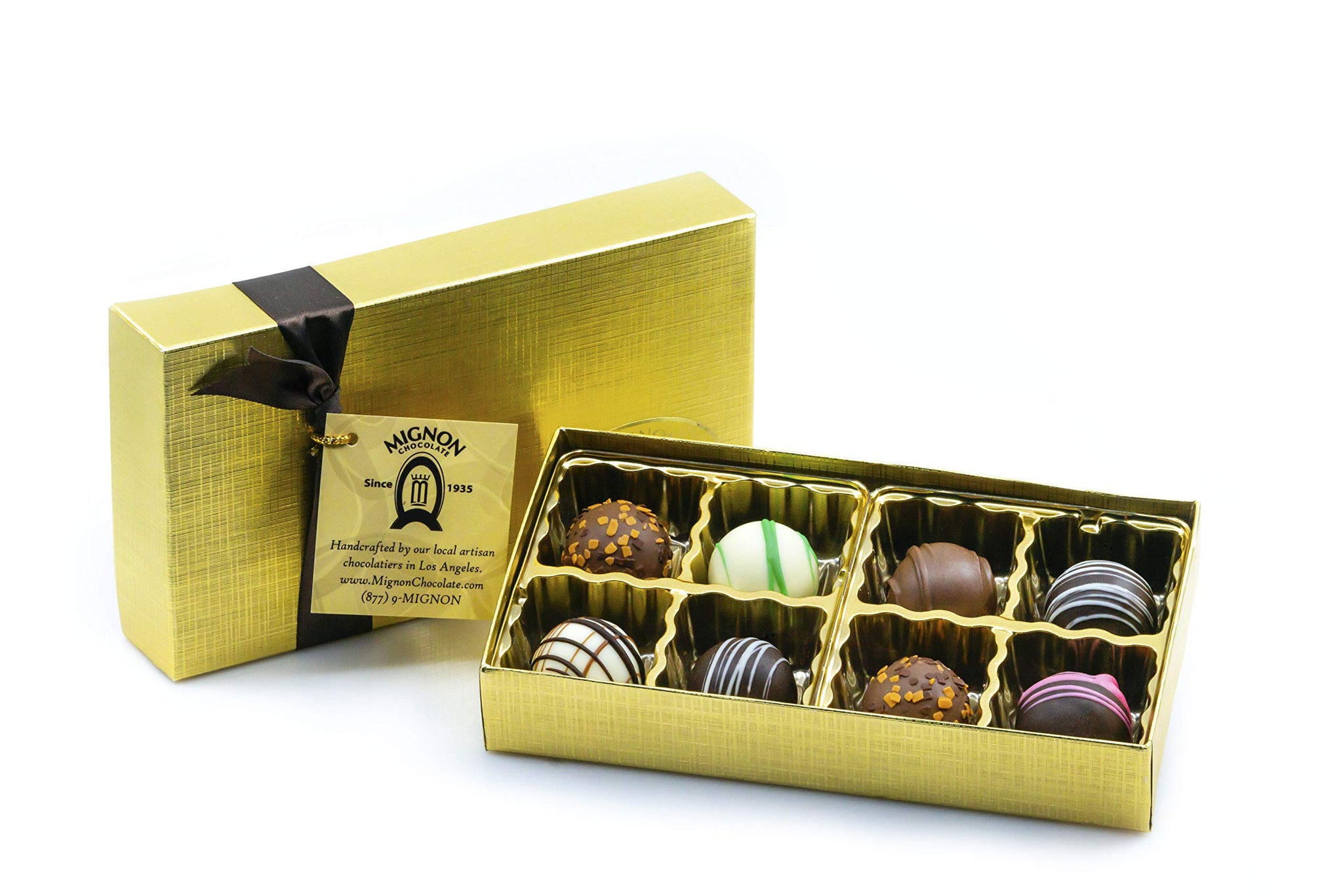 Mignon Chocolate elite luxury chocolate Truffles Collection - Handmade Gourmet Dark Chocolate Candied (Truffles, 8 Piece)