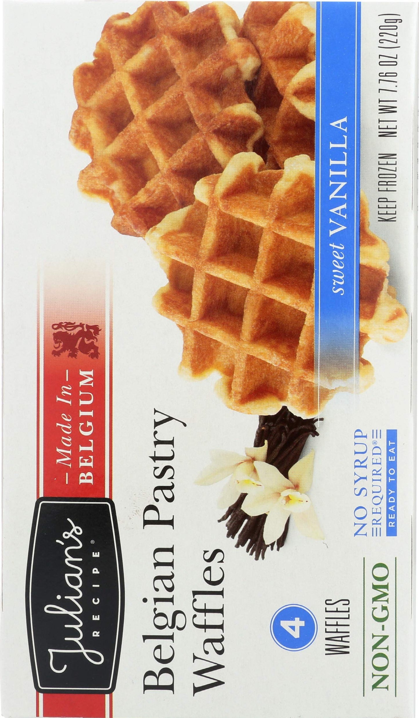 JULIANS RECIPE Natural Waffle, Belgium Vanilla, 7.76 Ounce (Pack of 12)