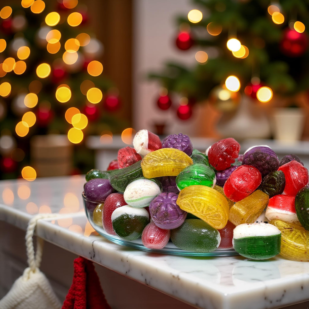 SweetGourmet Christmas Chocolate Filled Hard Candy Mix, Assorted Shapes, 1-Pound Bag