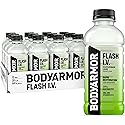 BODYARMOR Flash I.V. Electrolyte Beverage, Cucumber Lime, Hydration Drink with Coconut Water For Rapid Rehydration, Post Workout Recovery, 20 Fl Oz