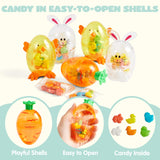 SYNCFUN 12pcs Easter Candy Filled Eggs Shell Carrot, Chick and Bunny Shaped, Includes Duck, Chick and Bunny Shaped Candies, Easter Basket Fillers
