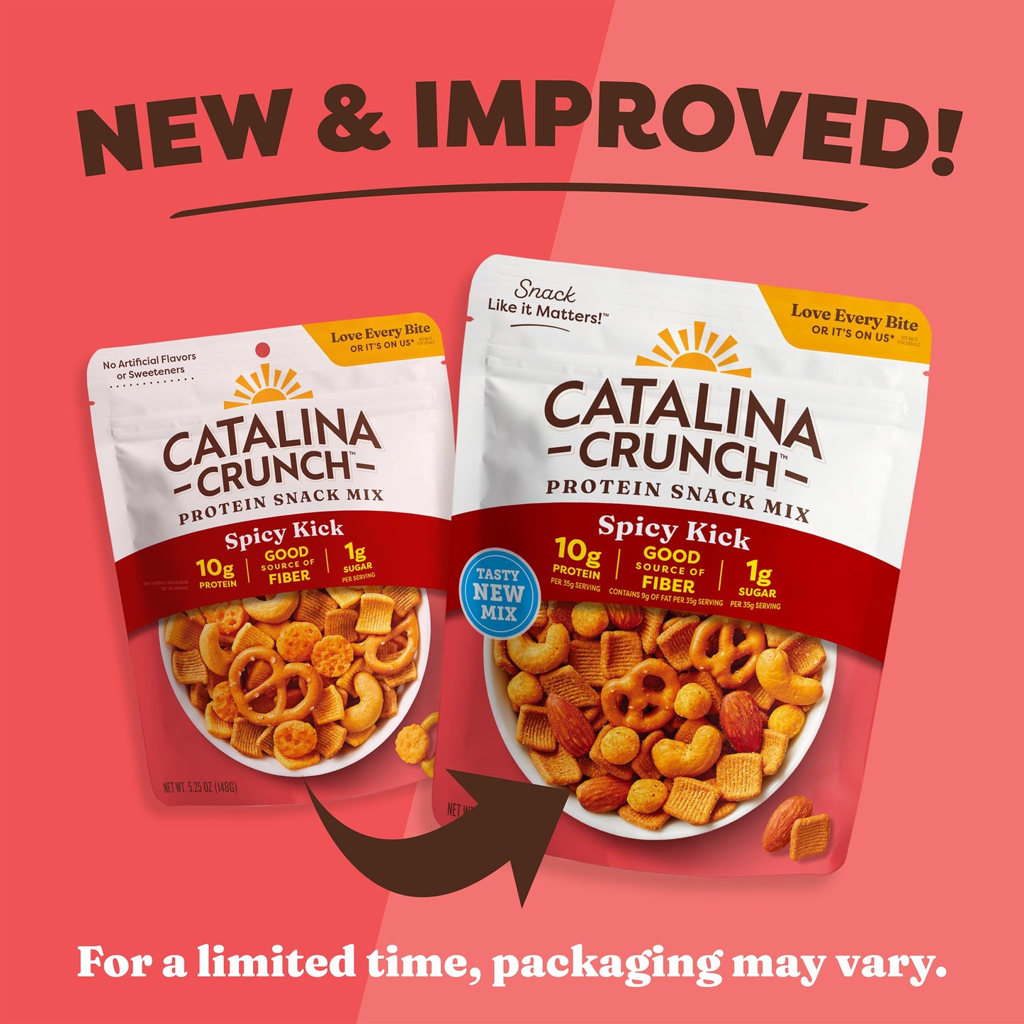 Catalina Crunch Protein Snack Mix - 10g Protein, 1g Sugar per Serving - Good Source of Fiber, Gluten Free - Spicy Kick, 5.25 Ounce Bag (Pack of 1)