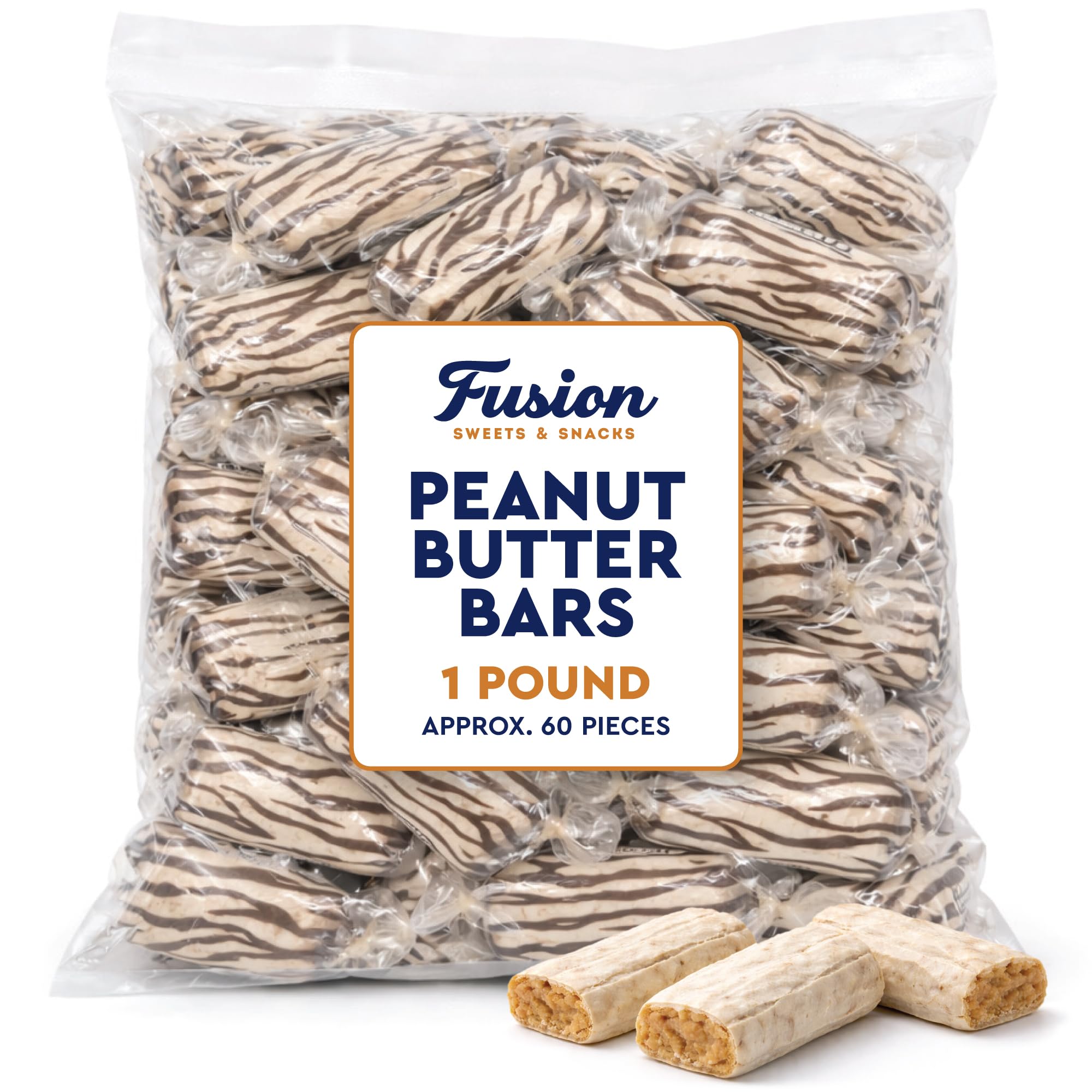 Peanut Butter Bars Candy - 1 Pound (Approx 60 Pieces), Peanut Butter Candy Bars In Bulk Bag, Individually Wrapped Old Fashioned Treats