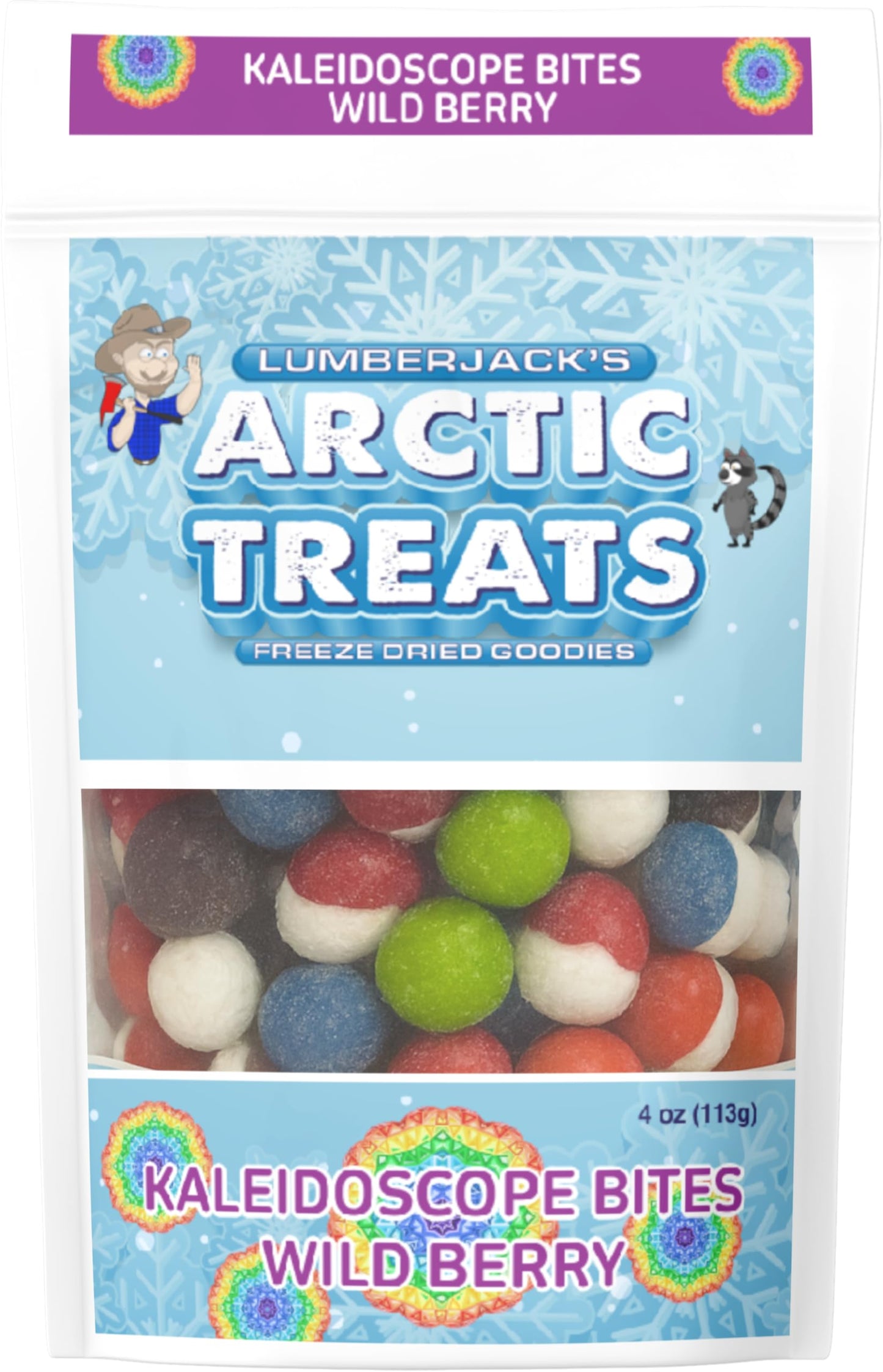 Kaleidoscope Bites Freeze-Dried Fruity Candy Puffs, 4 Ounce (Pack of 1), Wild Berry, Sugar Candy