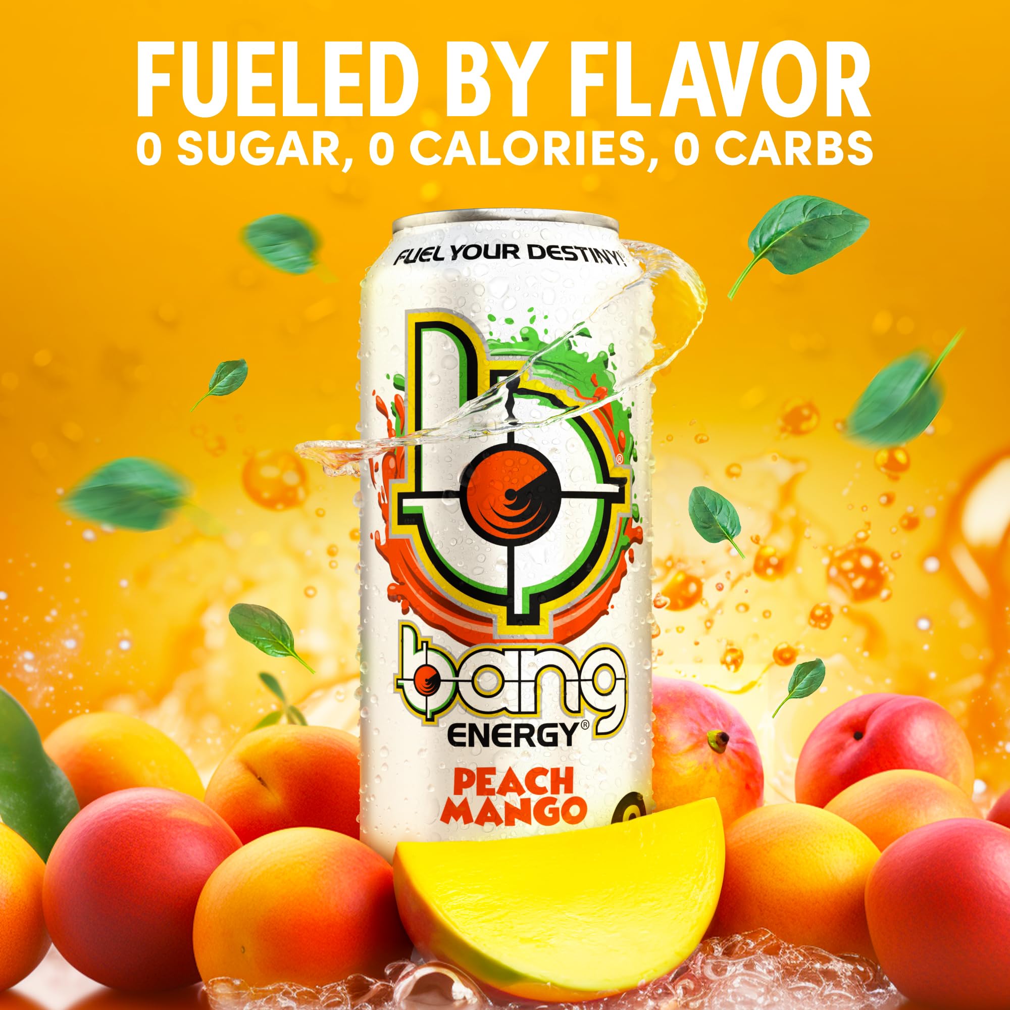 Bang Energy Peach Mango, Sugar-Free Energy Drink, 16-Ounce