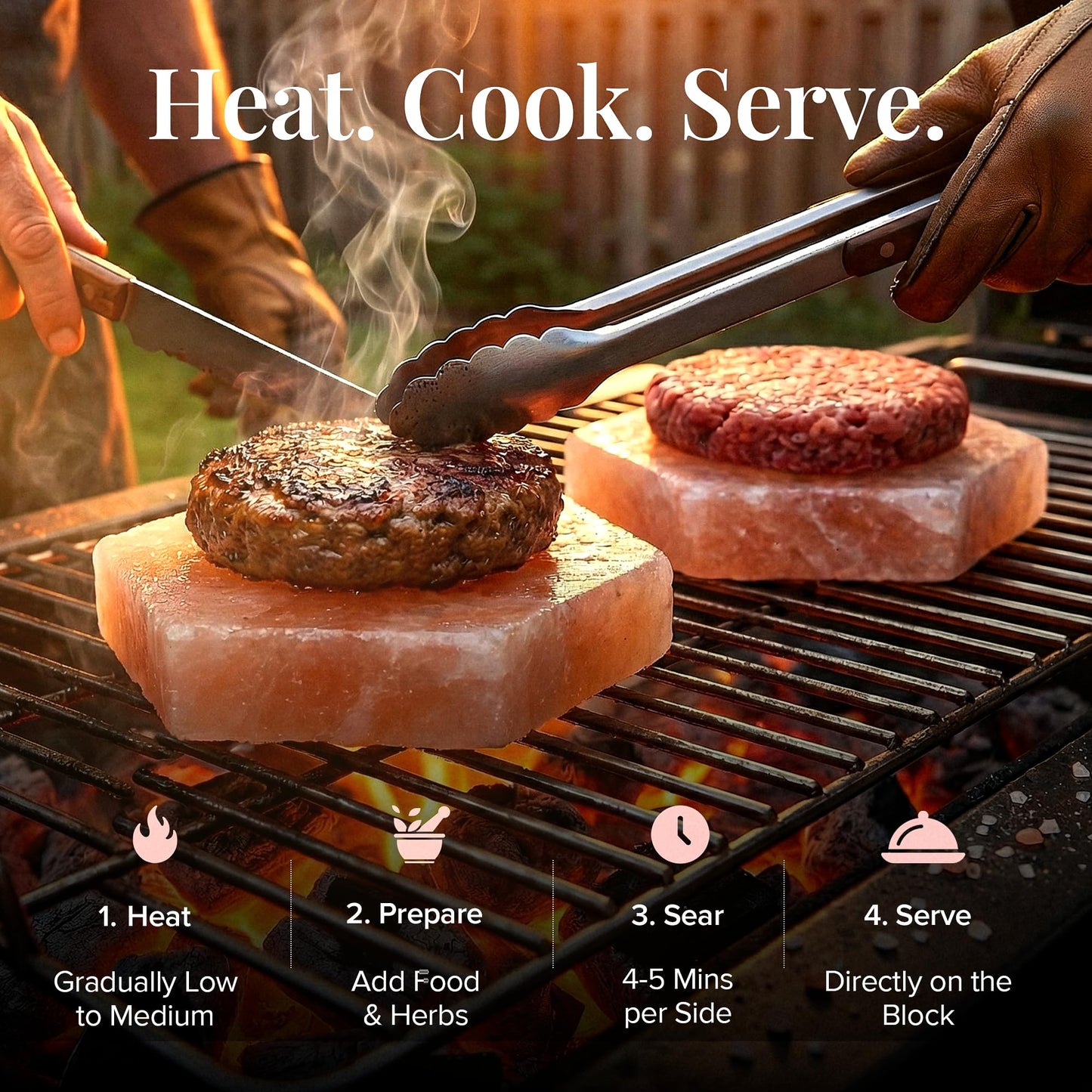UMAID Himalayan Salt Block 4-Pack 6-in Hexagon for Grilling & Serving