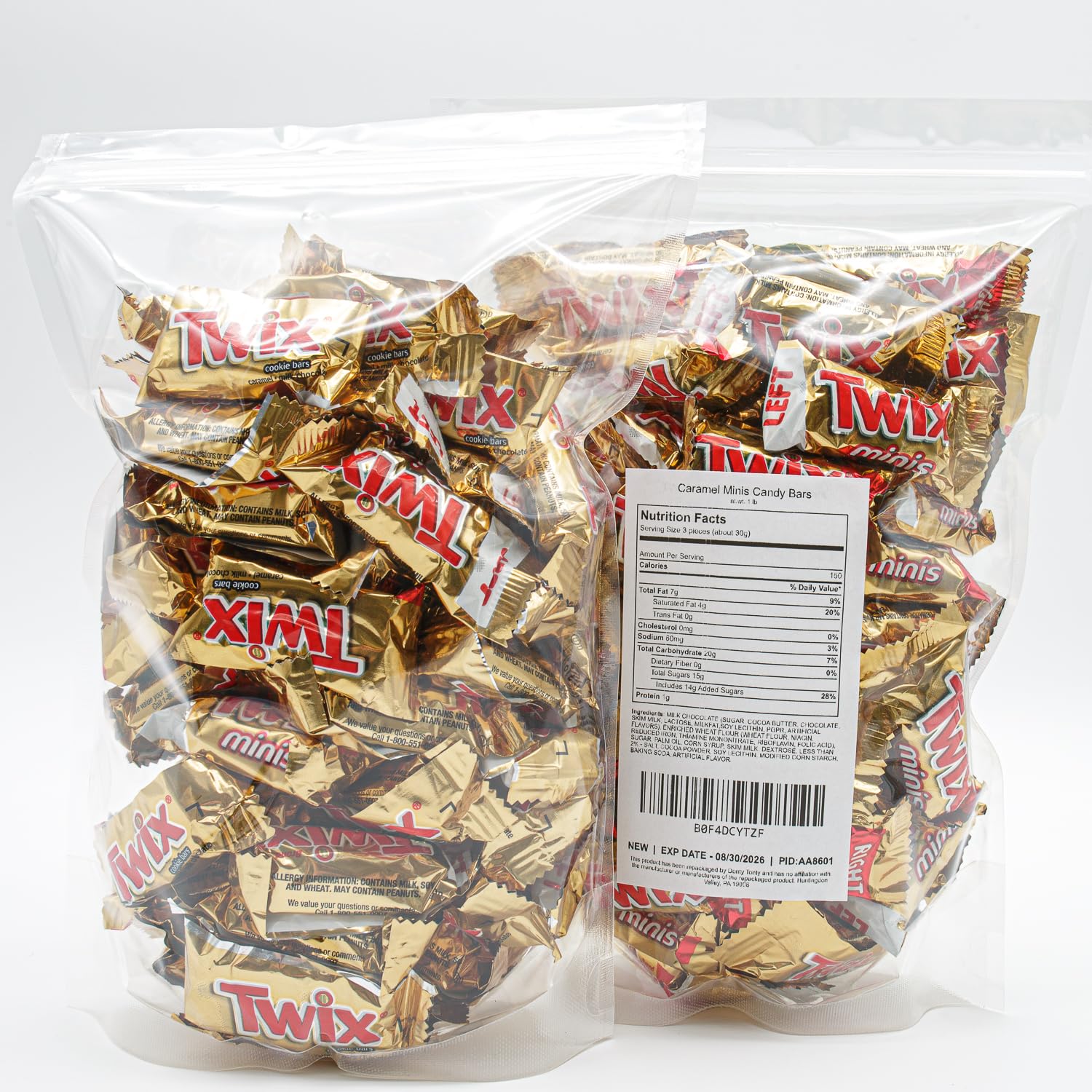 Twix Minis Caramel Candy Bars 2 lb - Anti Melt Pack, Bulk Resealable Bag, Individually Wrapped (82 Pieces), Convenient Snack-Size Format