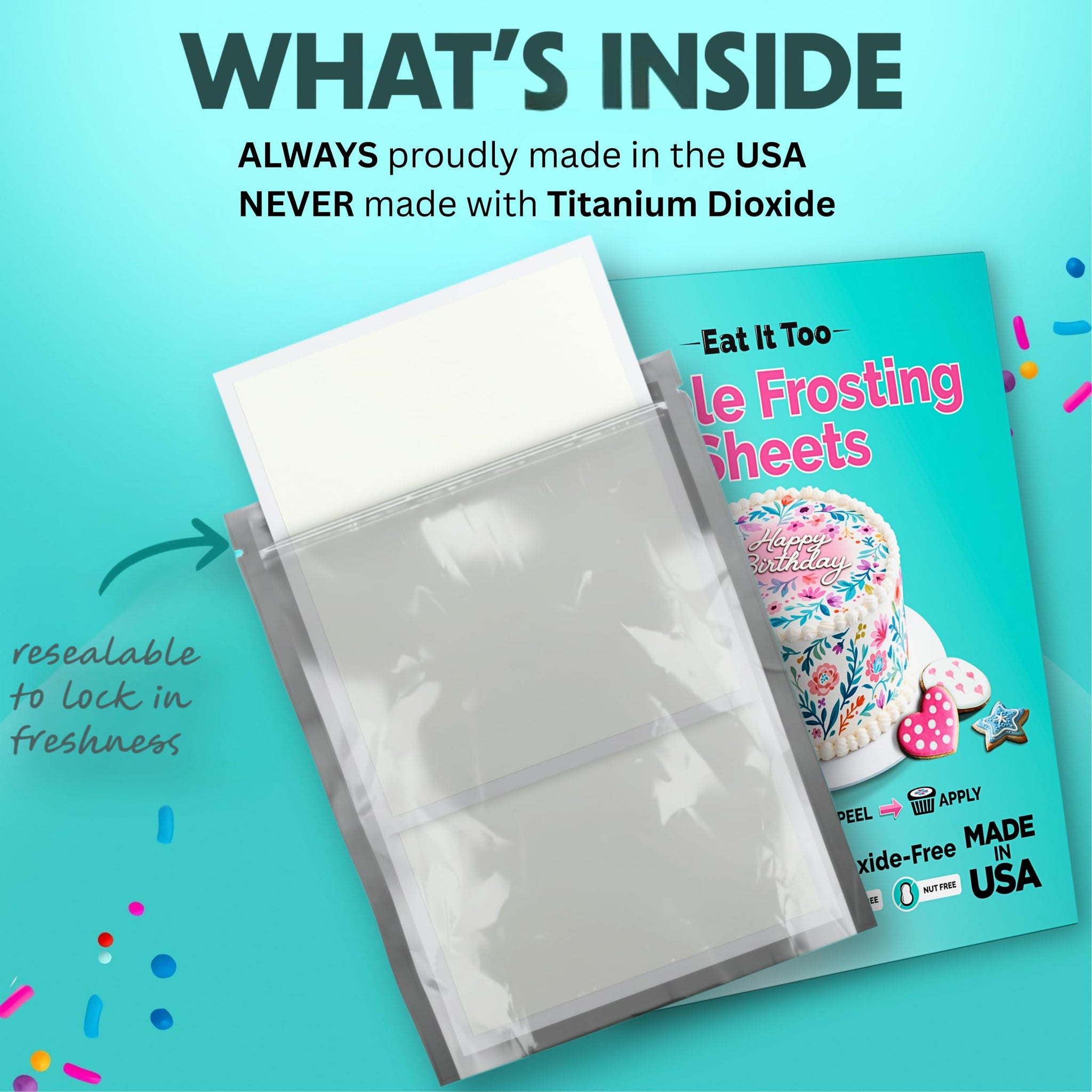 Edible Frosting Sheets Icing Paper - 8.5" x 11" - 25 Sheets - Made in USA - Easy Peel, Smooth Finish - For Cakes, Cookies & Cupcakes