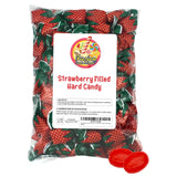Strawberry Filled Hard Candy - Individually Wrapped Strawberry Bon Bons Candy 2 Pound Bulk Bag, Red