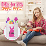 2 Pcs Touber Personalized Easter Basket, Easter Bunny Basket with Ears Easter Baskets for Girls Boys Easter Eggs Hunt Baskets for Kids Personalized