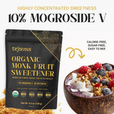 Organic Monk Fruit Extract Powder 4.5 oz - Pure Monk Fruit Sweetener, No Erythritol, Zero Calorie Sugar Substitute for Coffee, Tea & Baking (412