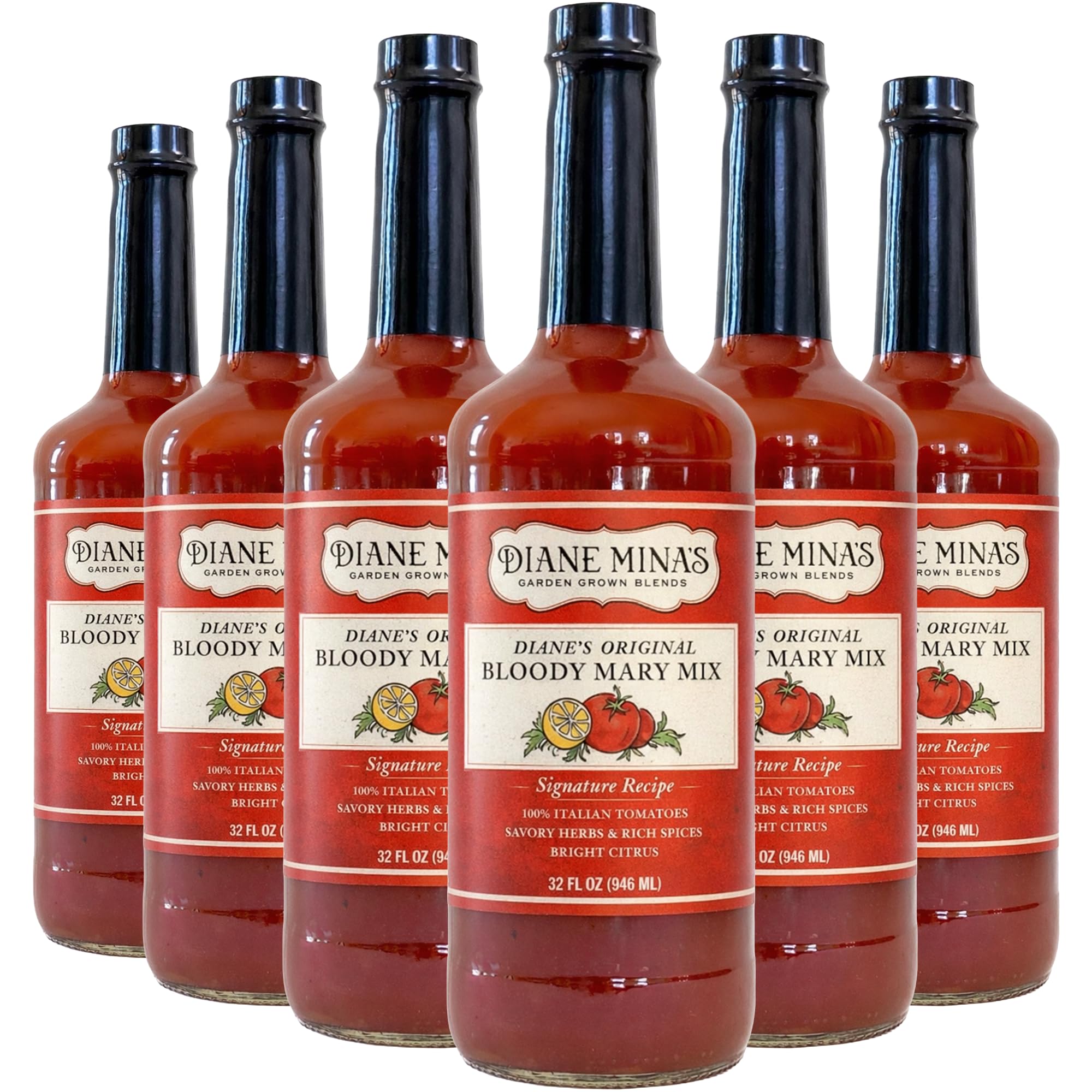 Diane Mina - Diane’s Original Bloody Mary Mixer | Crafted with Authentic Ingredients & Premium Italian San Marzano Tomatoes | Naturally Low in Sodium