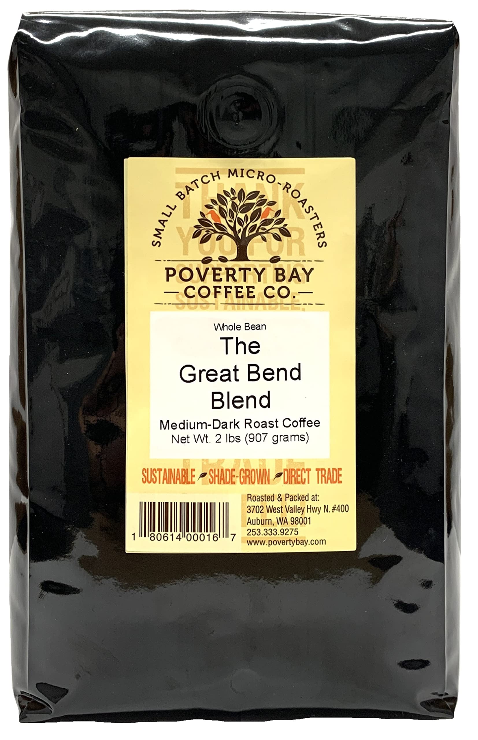 Great Bend Blend - Medium Dark Roast - 2lb bag of Coffee Beans Roasted By Poverty Bay Coffee Co, 2 Pound Bag - Whole Bean Coffee