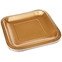 Creative Converting Touch of Color 18 Count Square Paper Lunch Plates, Glittering Gold