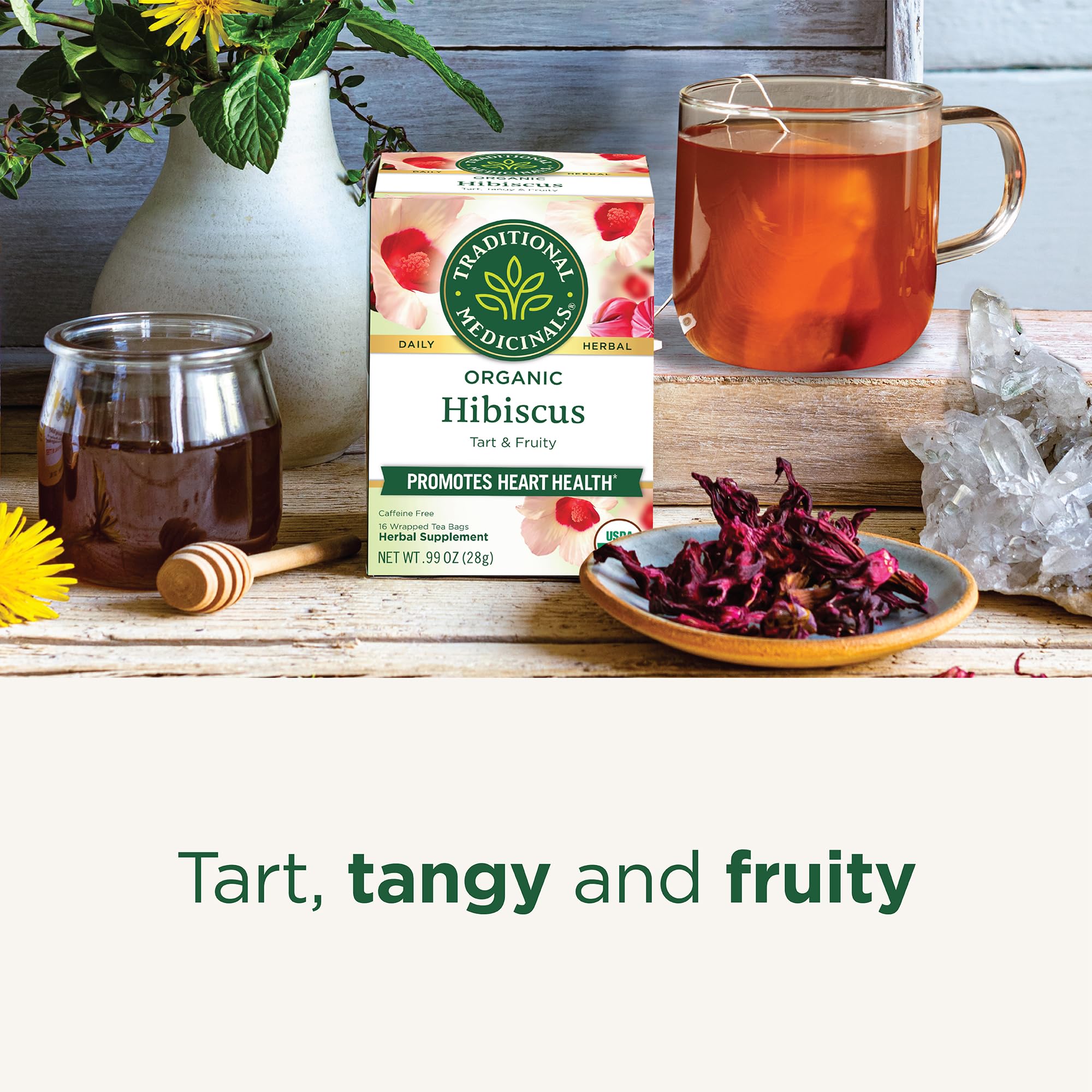 Traditional Medicinals Organic, Hibiscus Tea - Supports Normal Heart Health & Cardiovascular Wellness - Kosher, Non-GMO, Caffeine-Free, Compostable