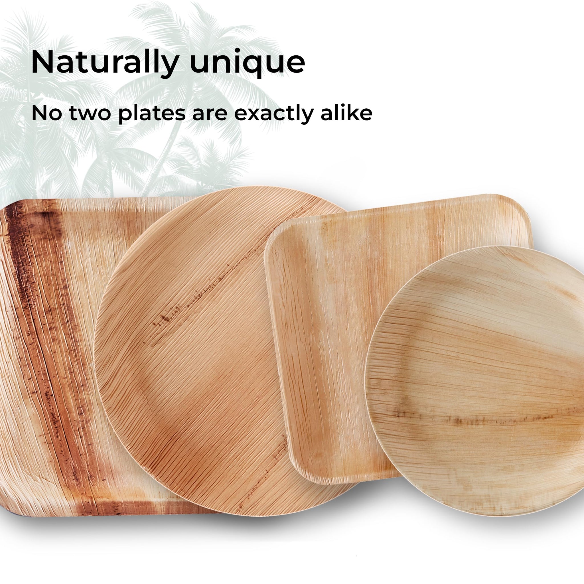 Indie Palm 6 Inch Square Disposable Palm Leaf Plates - Heavy Duty, Biodegradable Compostable Alternative to Bamboo Plates or Paper Plates - Parties