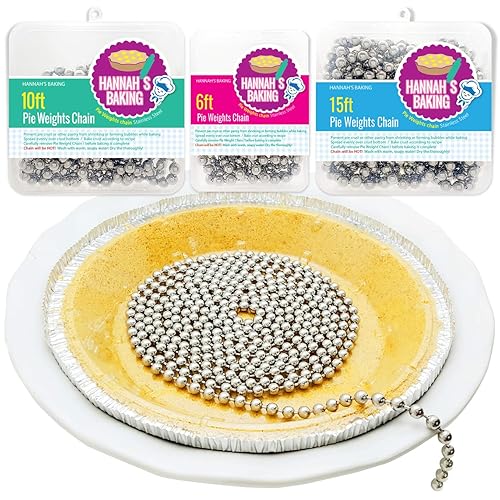 Durable Baking Supplies: 2 Pack Stainless Steel Chain Pie Weights, Reusable and Easy to Clean, Odorless, Safe Pie Weights for Pie Crusts, Oven Safe