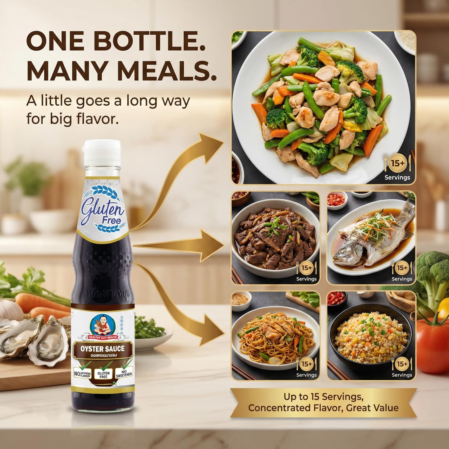 Healthy Boy Gluten Free Oyster Sauce 12.3 Ounces (1 Bottle)