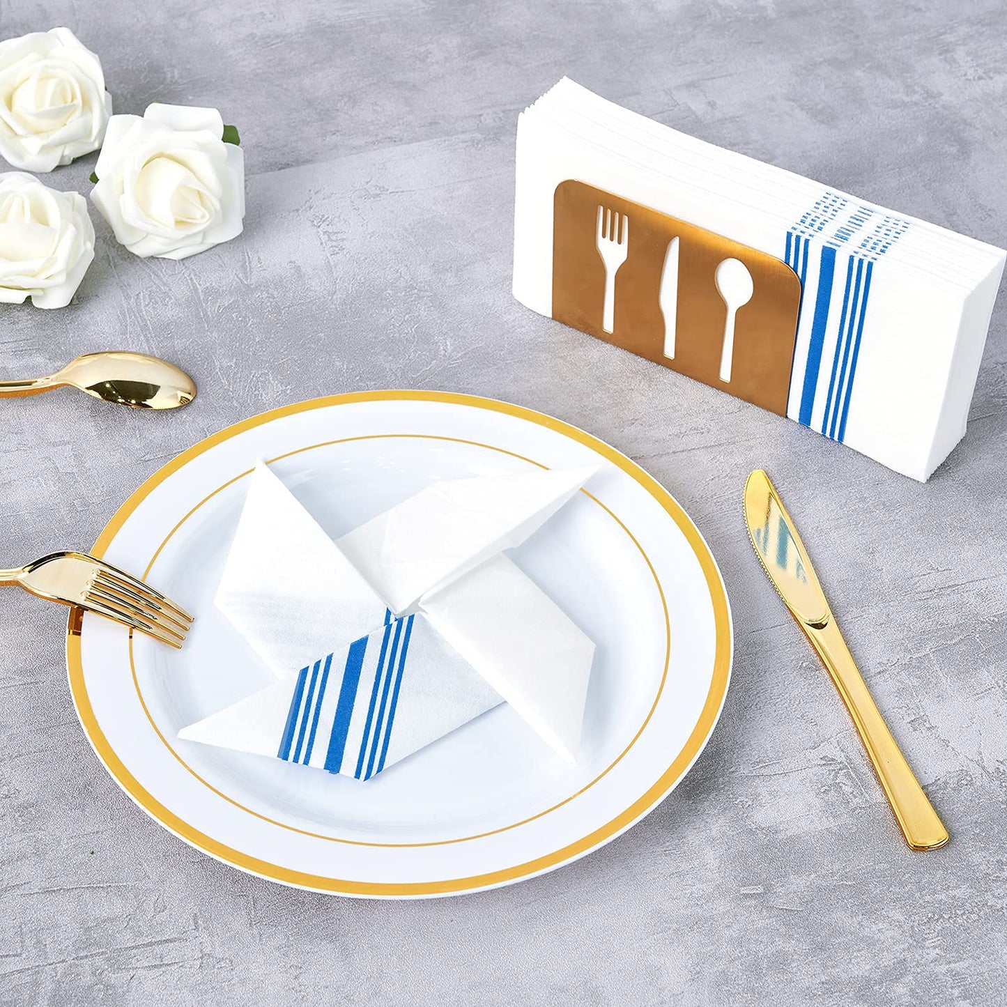 Vplus 300 PACK Guest Towels Disposable Bathroom, Decorative Bathroom Napkins Cloth Feel, Soft, and Absorbent Disposable Paper Hand Towel for Dinners