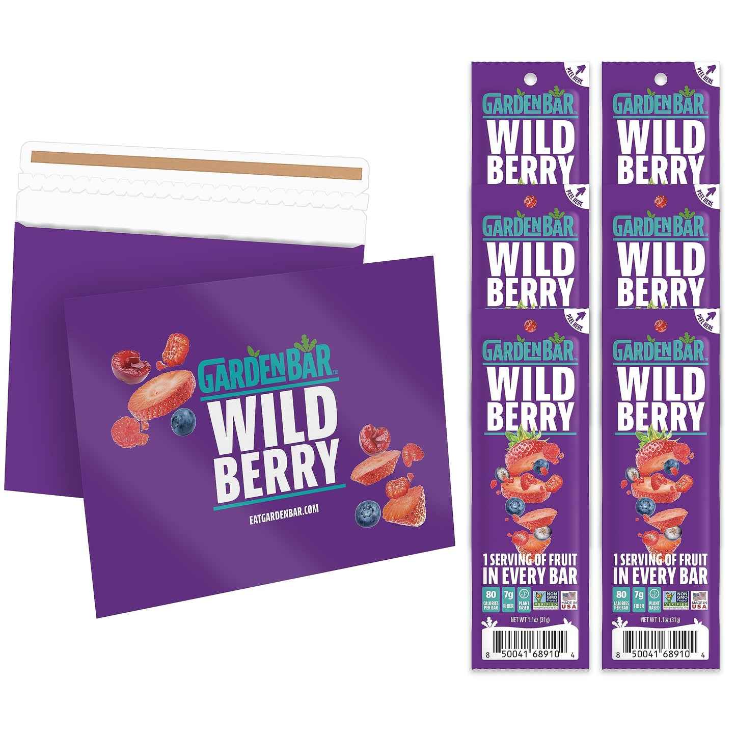 Garden Bar Wildberry Fruit | Healthy Natural Fruit Leather Jerky | Gluten Free, Vegan, Non GMO, High Fiber Snack | 6 Count