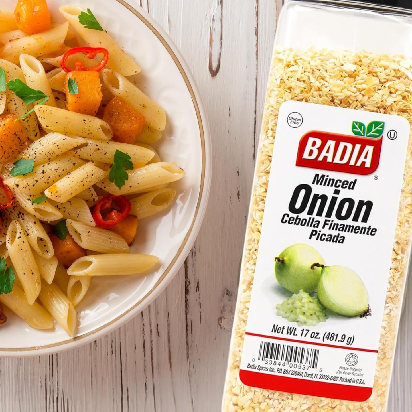 Badia Minced Onion, 17 oz - Dehydrated Onion Flakes for Cooking & Seasoning - Rich Savory Flavor