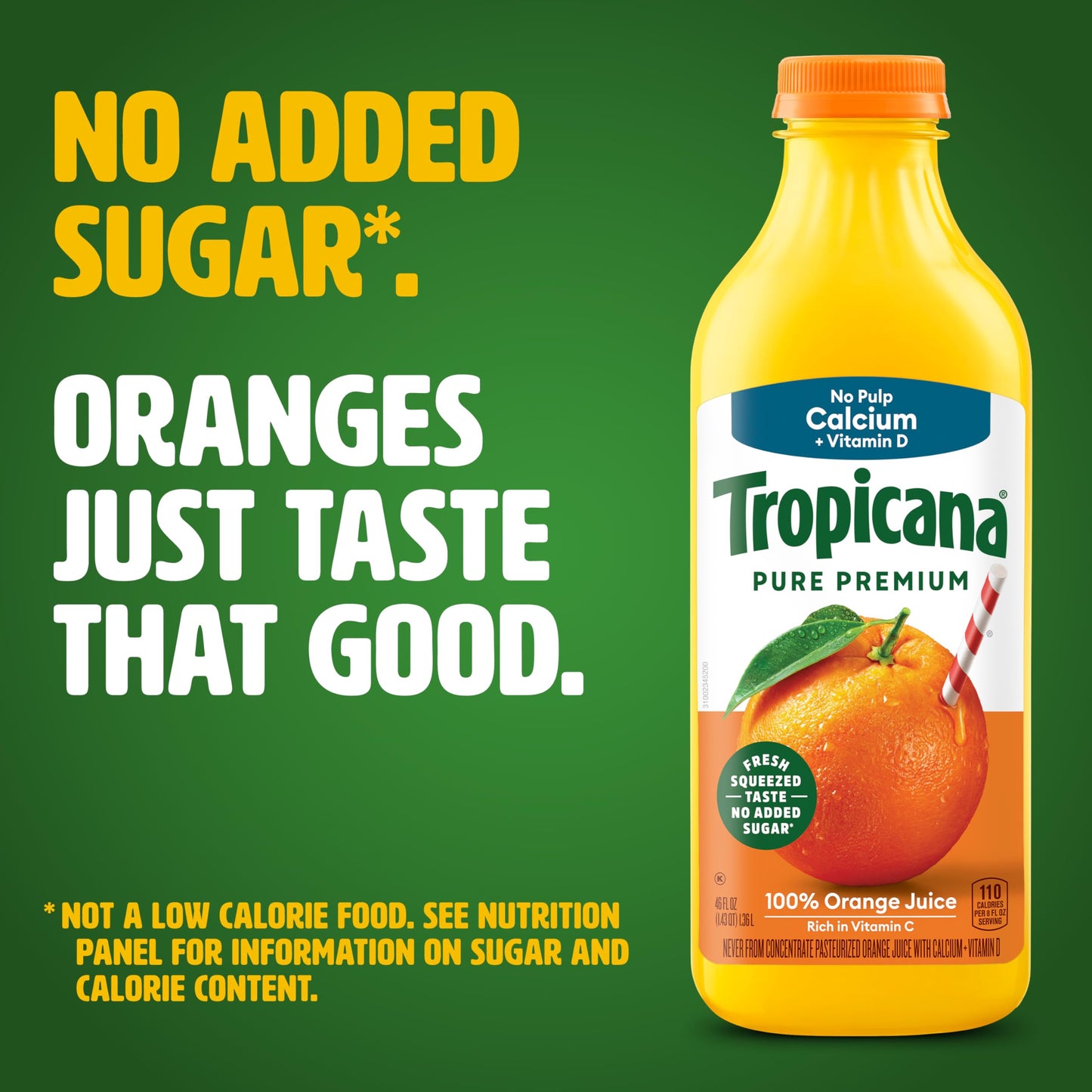Tropicana Pure Premium 100% Orange Juice, No Pulp, Calcium and Vitamin D, 46 fl oz