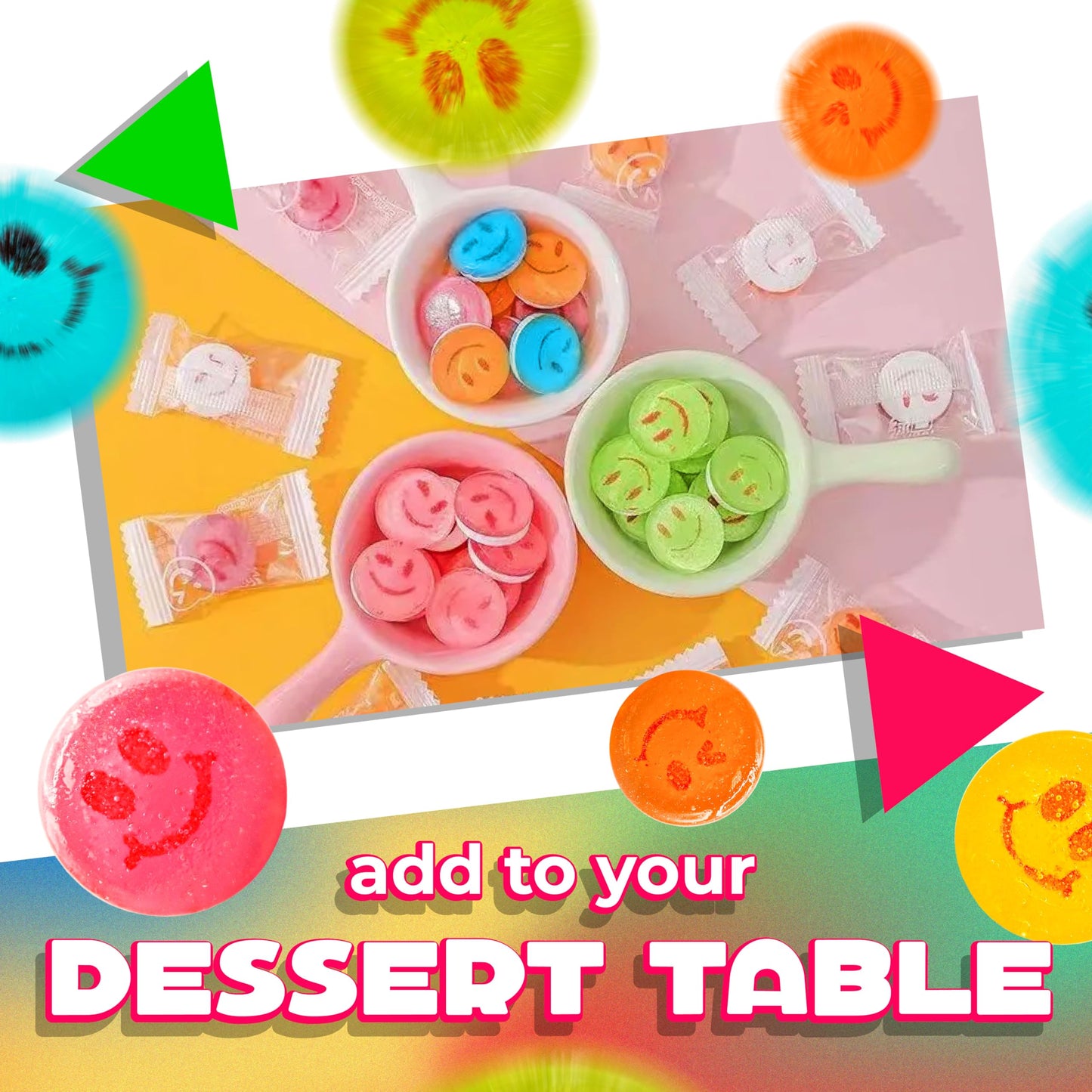 Happy Face Candy | 1 Lb Bag | Hard Candy Individually Wrapped | Assorted Fruit Flavors | Sweet & Sour Candies for Goodie Bags, Party Favors & Office