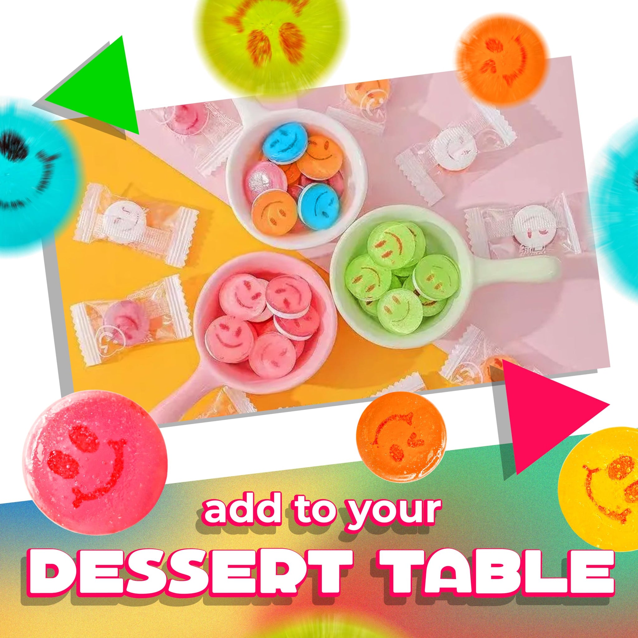 Happy Face Candy | 1 Lb Bag | Hard Candy Individually Wrapped | Assorted Fruit Flavors | Sweet & Sour Candies for Goodie Bags, Party Favors & Office