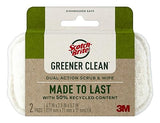 Scotch-Brite Greener Clean Dual Action Scrub & Wipe, 2 Flexible Dish Cloths for Washing Dishes and Kitchen, Safe on Nonstick Pots and Pans, Glassware