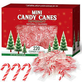 Bulk Mini Candy Cane Individually Wrapped 220 Pack - Small Peppermint Candy Canes Naturally Flavored Red & White Christmas Candy For Holiday Gifts