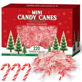 Bulk Mini Candy Cane Individually Wrapped 220 Pack - Small Peppermint Candy Canes Naturally Flavored Red & White Christmas Candy For Holiday Gifts