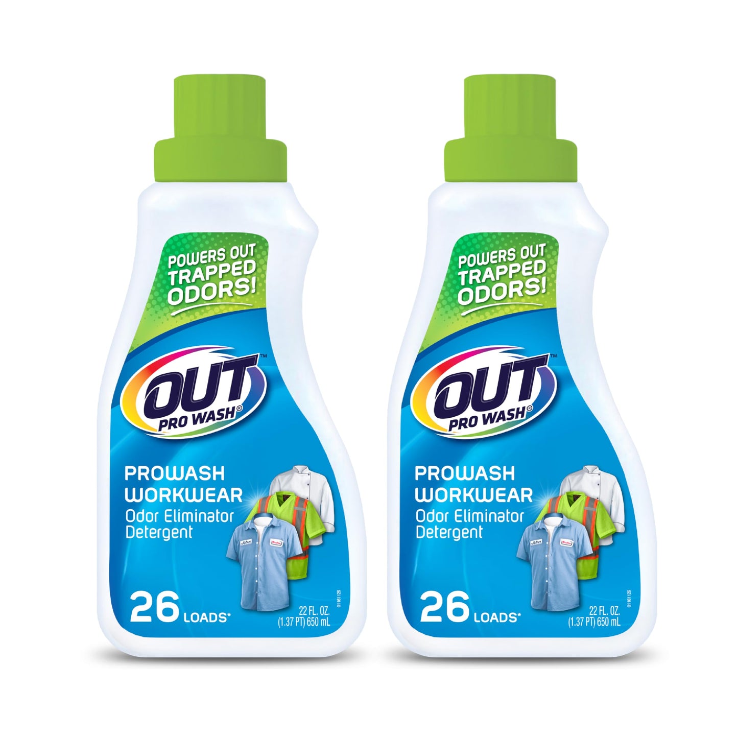 OUT ProWash Workwear Stain Remover Laundry Detergent and Odor Eliminator, Great for Work Clothes, Uniforms, Active Wear, and More, Made in the USA, 22