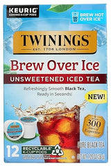 Twinings Brew Over Ice Unsweetened Black Iced Tea K-Cup Pods for Keurig, Caffeinated - 12 Count