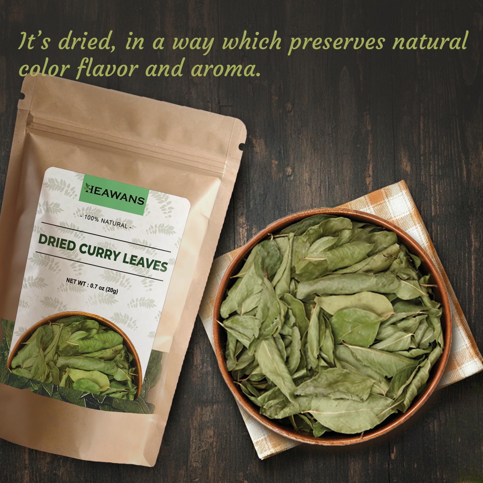 Dried Curry Leaves Whole, Not Broken or Crushed 0.7 ounce (20 gram) (0.7oz(20g))
