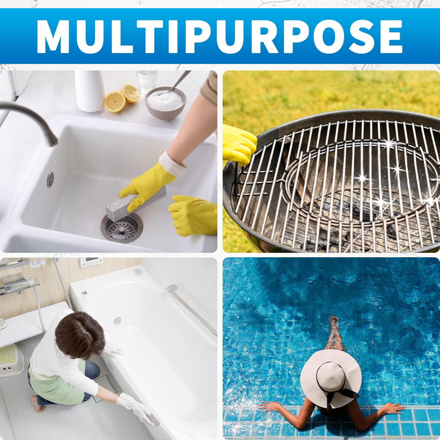 4TH Pumice Stone for Toilet Bowl Cleaning,Pumice Stick Powerfully Away Limescale Stain,Hard Water Ring, Calcium Buildup,Iron&Rust. Remover