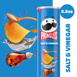 Pringles Potato Crisps Chips, Lunch Snacks, On-The-Go Snacks, Salt and Vinegar, 5.5oz Can (1 Can)