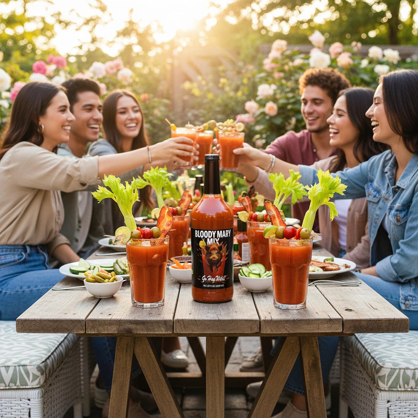 Wells Hog Heaven Bloody Mary Mix - 32 Fluid Ounce | Bold Southern Flavor with an Added Kick | Premium Cocktail Mixer Made with Our Signature Sauce |
