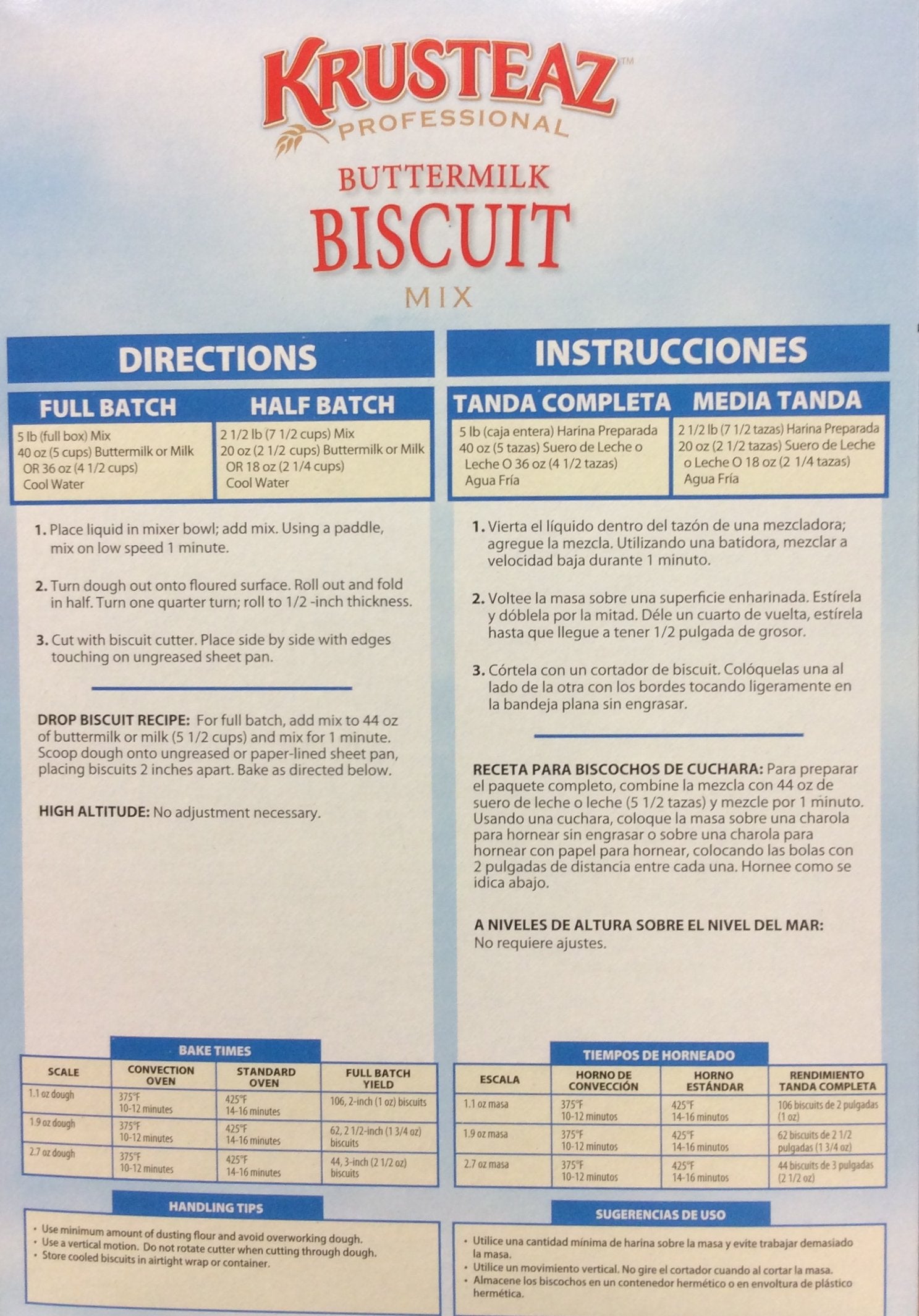 Krusteaz BUTTERMILK BISCUIT Mix 5lbs. (4-Pack) Restaurant Quality