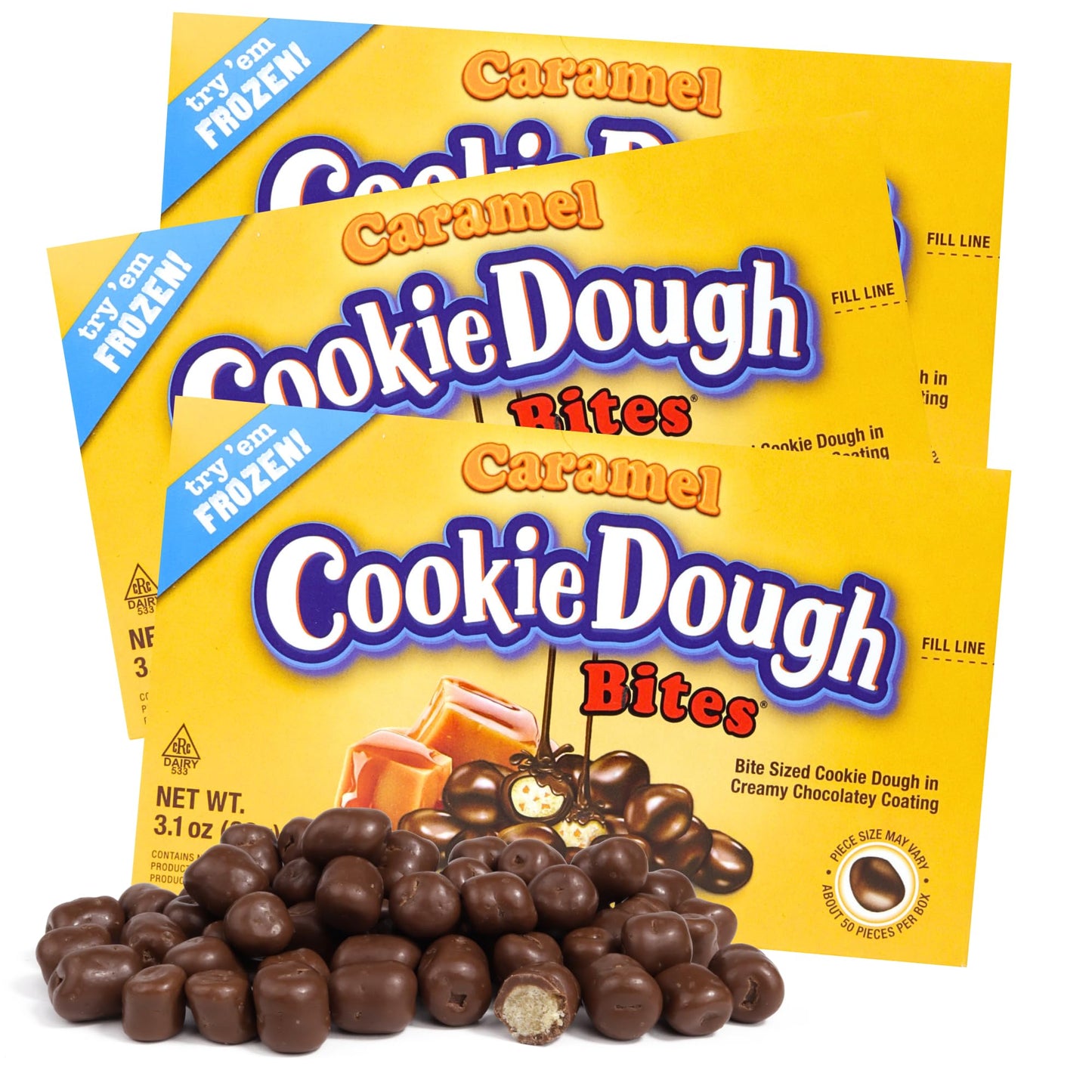 Chocolate Caramel Cookie Dough Bites, Ice Cream Toppers and Movie Theater Candy 3.1 Ounces (Pack of 3)