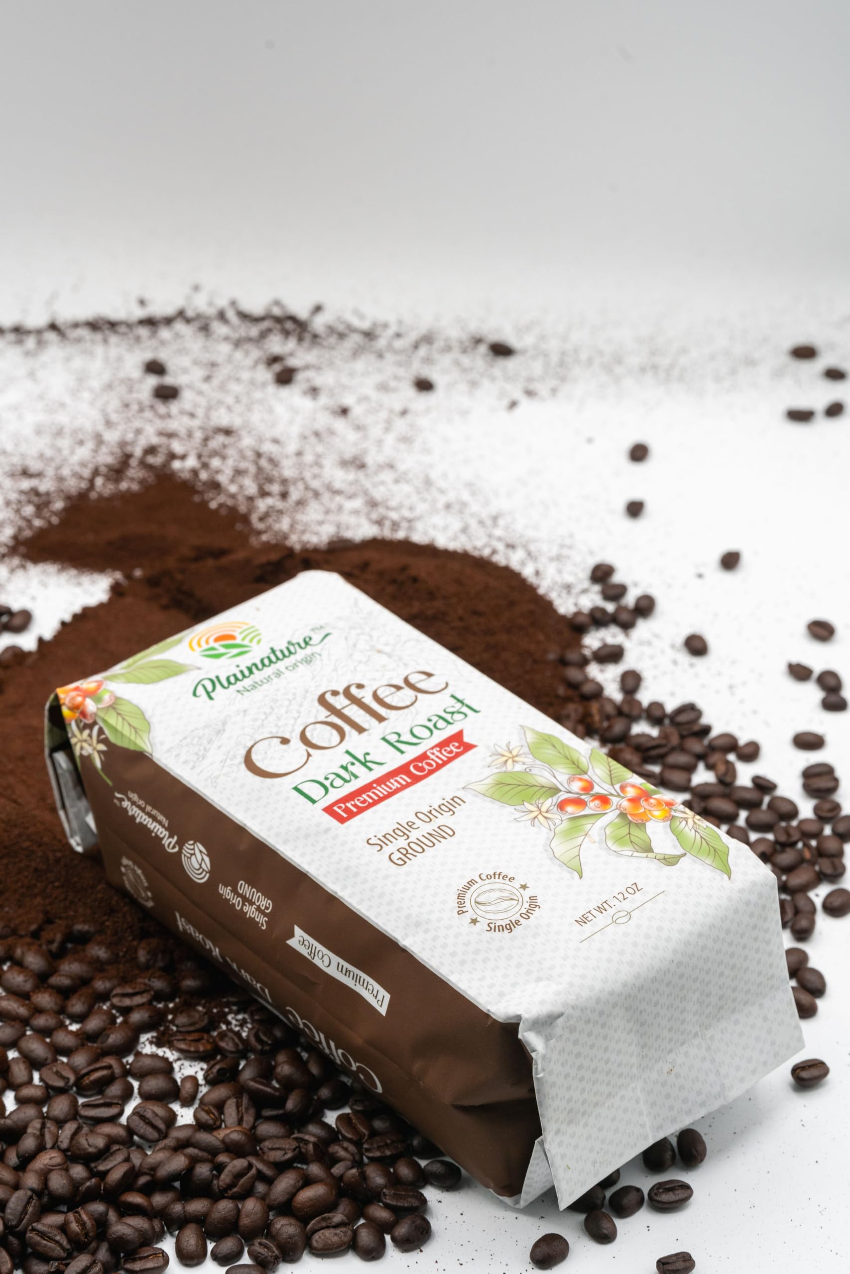 Plainature Dark Roast Ground Coffee - Single Origin, Arabica, With A Pleasant Crispness And Rich Aroma - Grown At High Altitudes And Sun-Dried