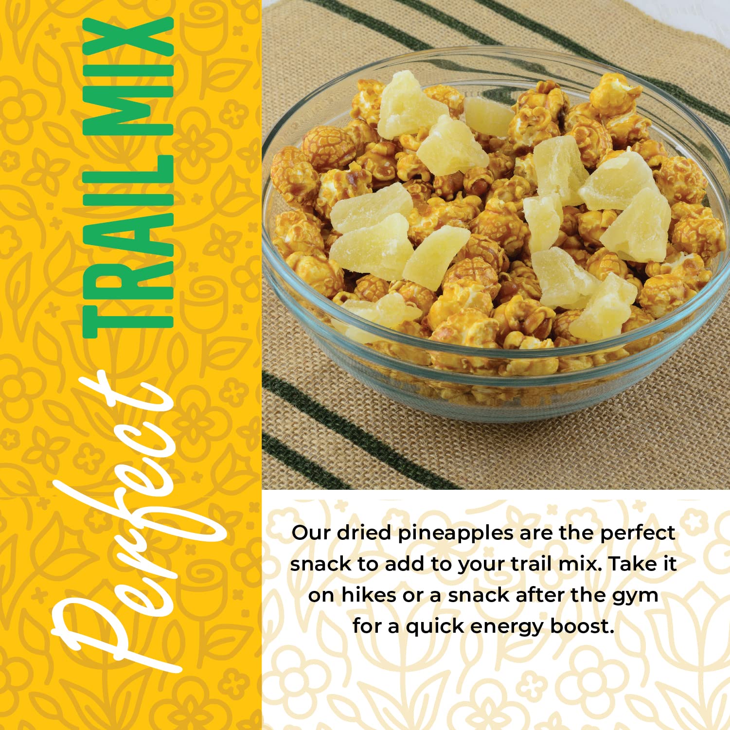 Herbaila Dried Pineapple Chunks, 1 Pound. Dehydrated Pineapple Chunk, Dehydrated Pineapple Bulk, Dried Pineapple Bits. All Natural, Non-GMO, Lightly
