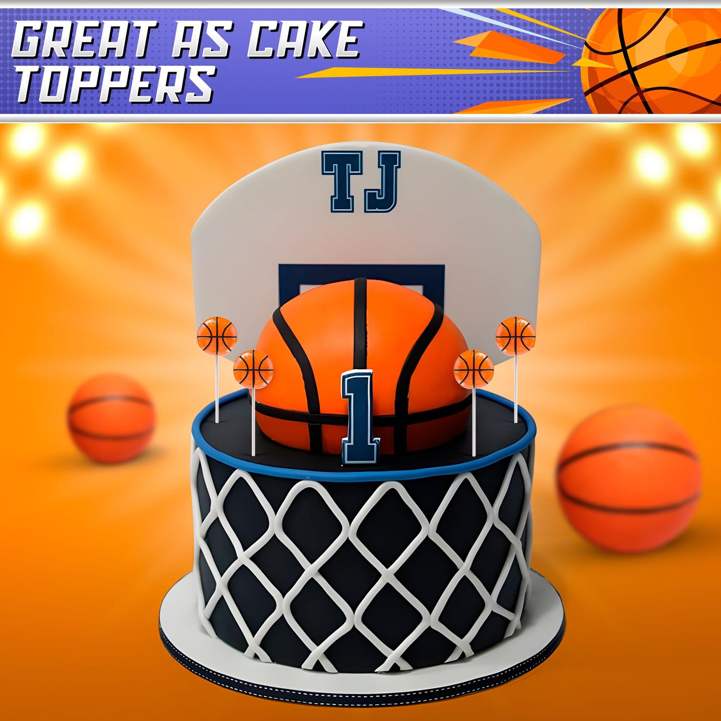 Basketball Lollipops 12pk- Basketball Candy For Basketball Party Favors & Basketball Party Supplies - Snacks & Candy Basketball Suckers For Basketball