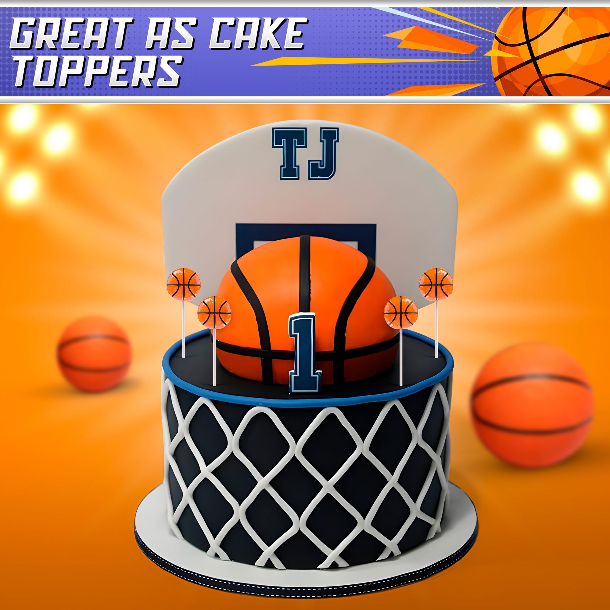 Basketball Lollipops 12pk- Basketball Candy For Basketball Party Favors & Basketball Party Supplies - Snacks & Candy Basketball Suckers For Basketball