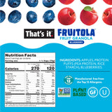 That’s it. Fruitola Fruit Granola - Blueberry, 16g Plant-Based Protein + 7g Fiber from Fruit Per Bowl, 100% Real Fruits, Only 4 Ingredients, Zero
