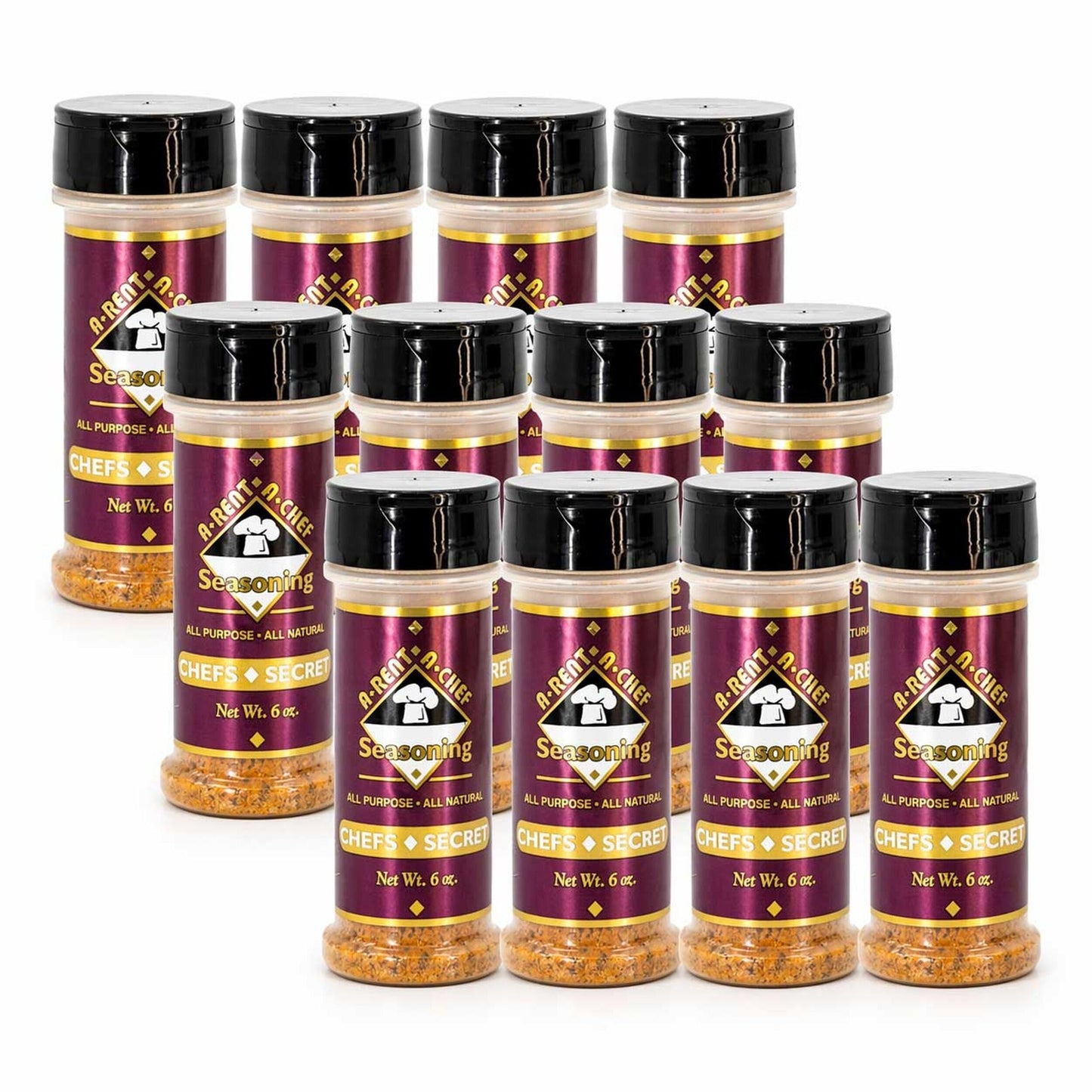 A-Rent-A-Chef All Natural "Chef's Secret" Seasoning 6 oz - Case of 12 - Made in the USA - Proudly Made in Omaha, Nebraska