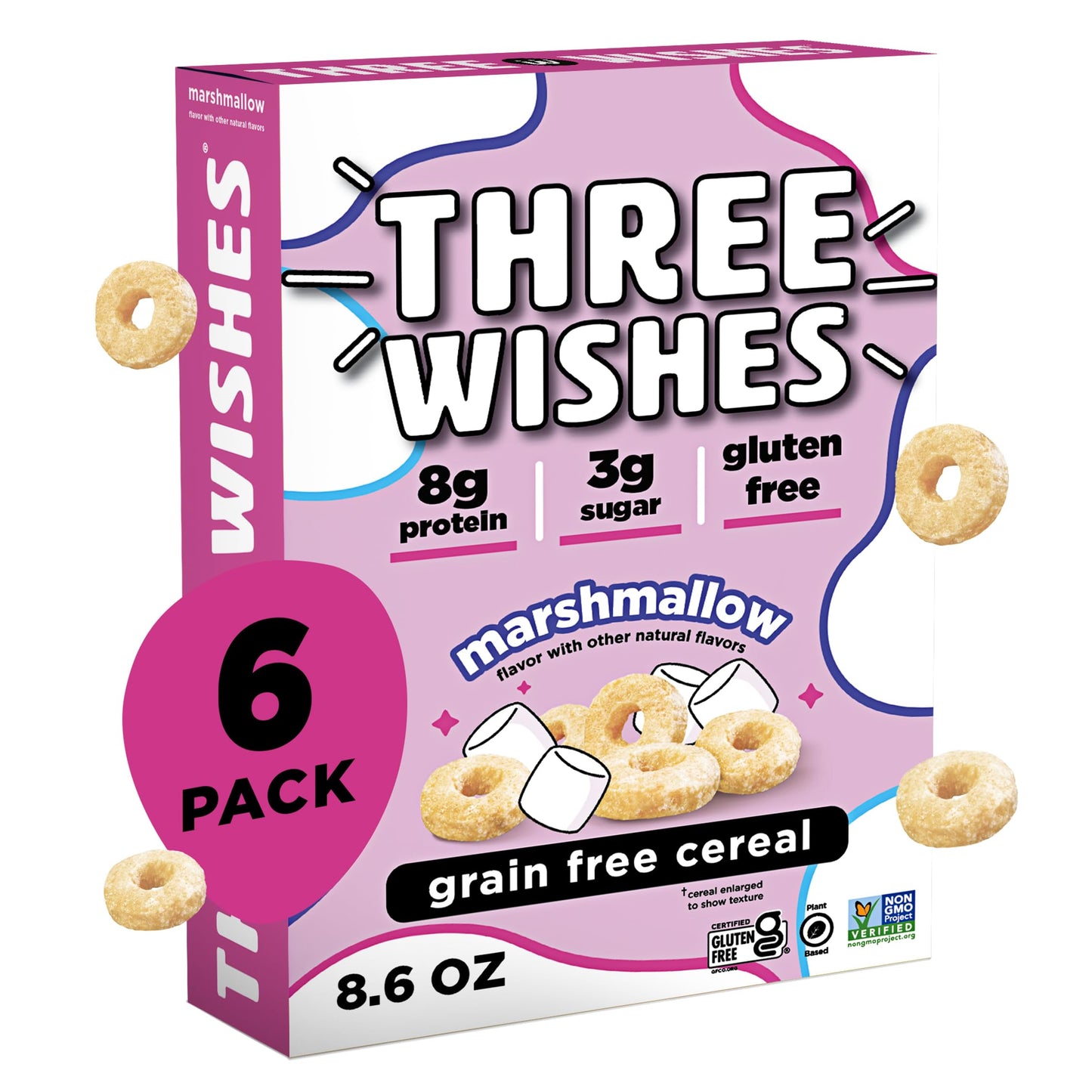 Three Wishes Grain-Free Protein Breakfast Cereal - 8g Protein and 3g Fiber - Healthy, Low-Sugar Breakfast Cereal, Gluten Free, Vegan-Friendly, Non-GMO