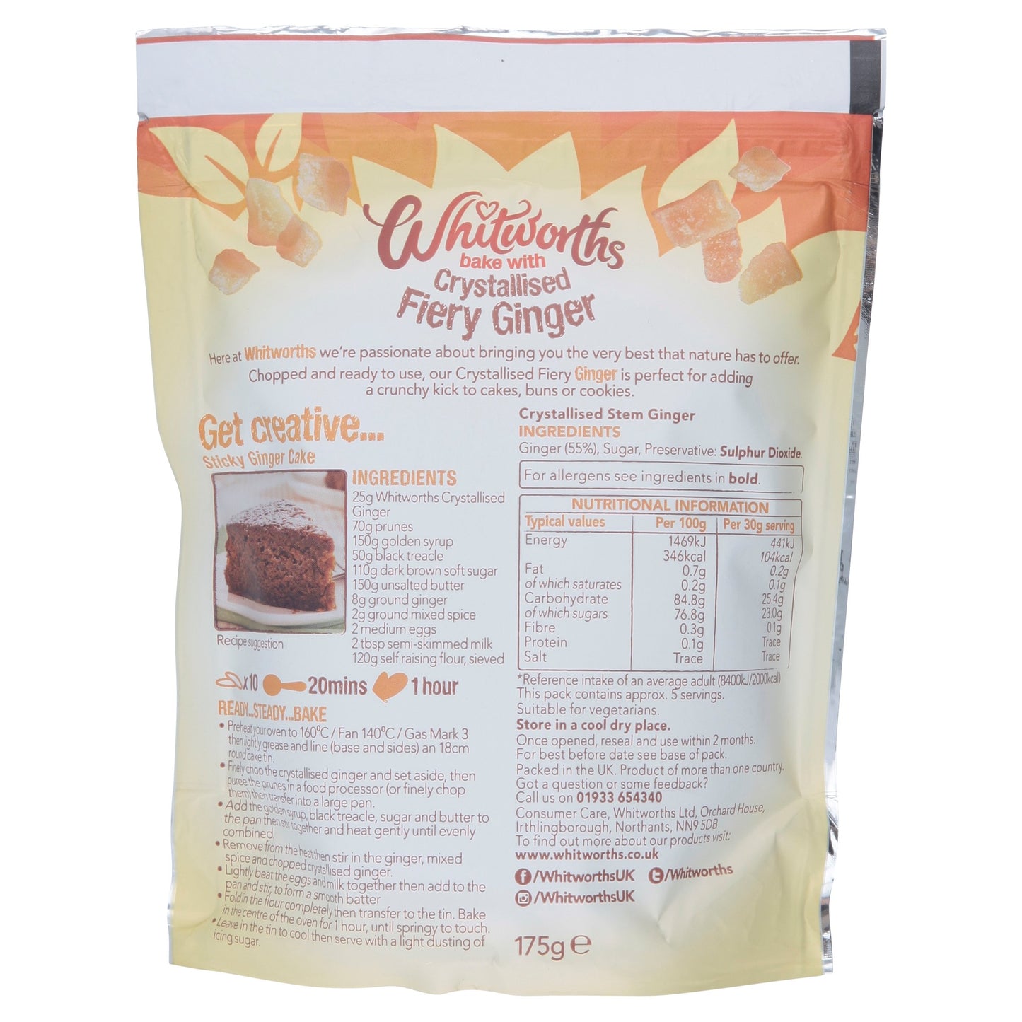 Whitworths Crystalised Ginger (175g)