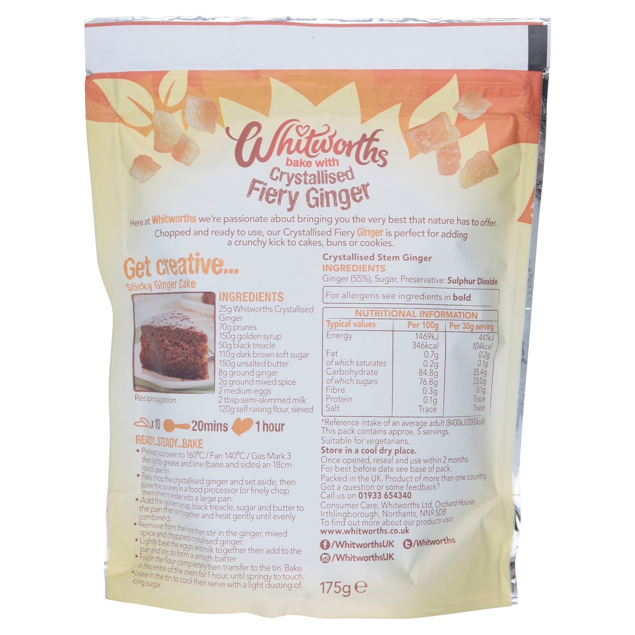 Whitworths Crystalised Ginger (175g)
