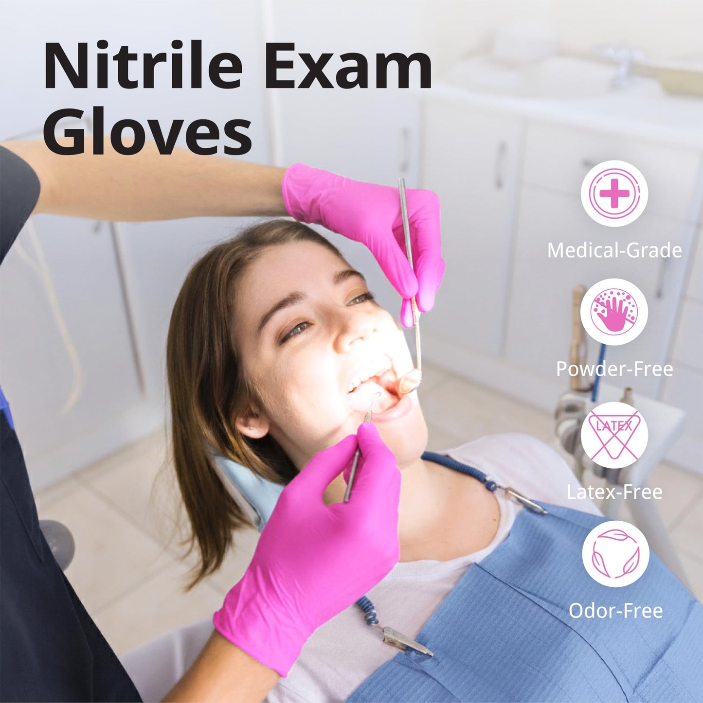 SwiftGrip Pink Gloves Powder-Free Nitrile Gloves, 100ct Box - 3-Mil, Gloves Disposable Latex Free, for Kitchen, Cleaning, Estheticians, Hair Stylist